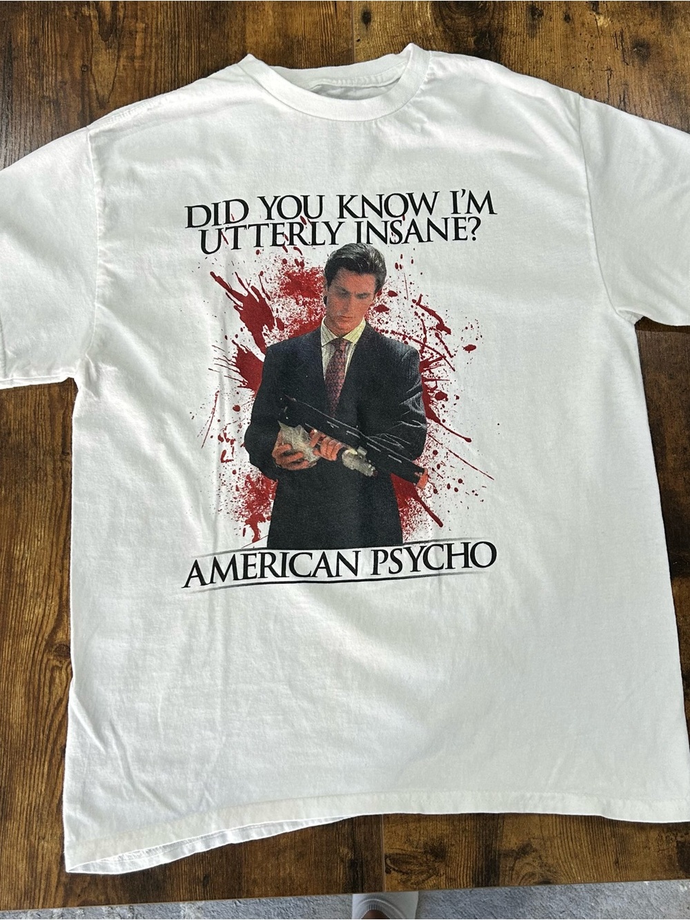 American Psycho Graphic T-Shirt White Movie Quote Tee Size M